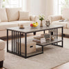 Two-tier 43.5" coffee table with open storage shelf, rustic oak finish, perfect for living room or office use.