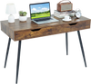 43.5-inch walnut computer desk with 2 drawers, solid rubber wood legs, ideal for small spaces and versatile use.