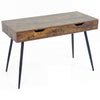 Walnut 43.5-inch computer desk with 2 drawers, solid rubber wood legs, ideal for small spaces and versatile use.