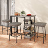 Outdoor bar table with tempered glass top, anti-fading rattan, and 3 storage shelves, perfect for poolside gatherings.