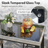 43.5-inch outdoor bar table featuring a sleek tempered glass top, 6 suction cups, and a sturdy rattan design for.
