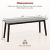 Upholstered entryway bench measuring 43.5 inches with a gray faux linen fabric and solid rubber wood frame for versatile use.