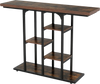 Rustic brown 43" console table with 5-tier storage shelves, featuring an industrial design for entryways or living rooms.