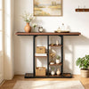 Rustic brown 43" console table with 5-tier storage shelves, ideal for entryways and living rooms, featuring an industrial design.