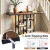 Rustic brown 43" console table with 5-tier storage shelves and anti-tipping kits, perfect for entryways and living rooms.