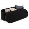 Black 43" folding teddy storage ottoman bench with dividers features a tufted design and spacious compartments for organization.