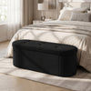 Black 43" folding teddy storage ottoman bench with tufted design and three spacious compartments for organized storage.