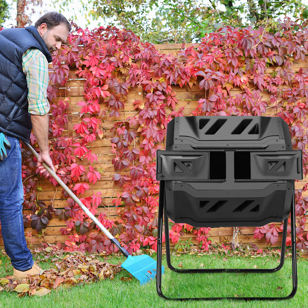 43 Gallon Composting Tumbler Compost Bin with Dual Rotating Chamber - Gallery View 1 of 10