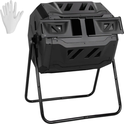Costway 43 Gallon Dual Chamber Rotating Compost Bin Barrel 14598026 New