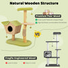43-inch wooden cat tree in green with padded top perch, premium pear wood, and cozy condo for playful cats.