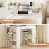 43-inch white computer desk with built-in power outlets and two 3-tier bookcases for organized workspace.