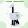 Lamb-shaped cat tower with rattan condo, featuring double doors and a plush cushion for indoor kittens.