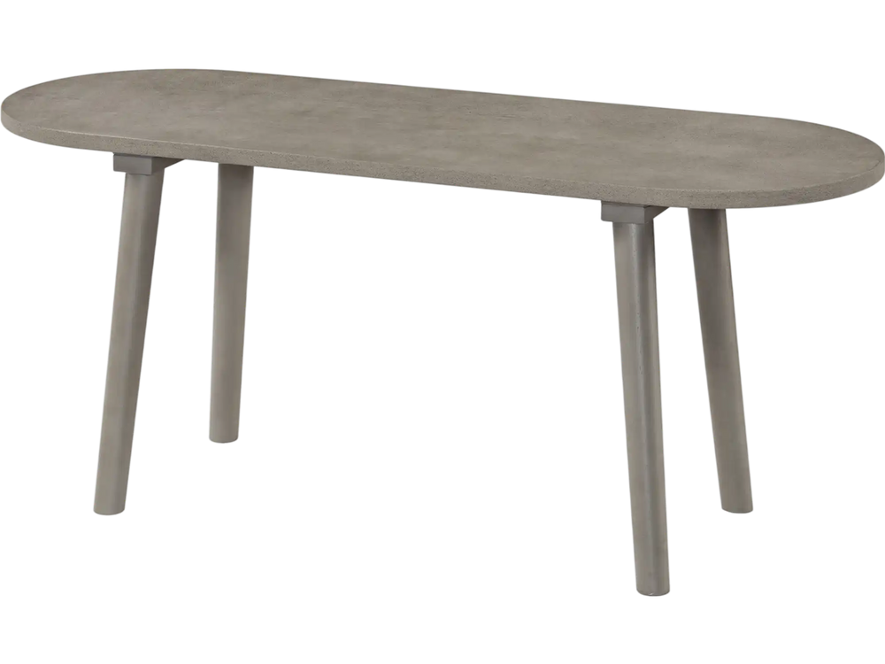 Gray 43-inch farmhouse dining bench with rubber wood legs, perfect for small spaces and versatile use in entryways or.