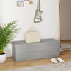 Light gray folding storage ottoman bench with padded seat, 38-gallon capacity, ideal for entryway or bedroom.