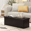 Brown folding storage ottoman bench with removable divider, 38-gal capacity, ideal for living room or bedroom use.