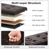 Multi-layer structure of the 43-inch brown folding storage ottoman with PU leather, foam padding, and MDF for comfort.