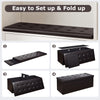 Folding storage ottoman bench in brown with removable divider, 38-gal capacity, ideal for living room or bedroom use.