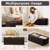 Folding storage ottoman bench in brown, featuring a removable divider and 38-gal capacity for versatile use in any room.
