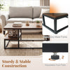 43" rectangle coffee table in rustic brown with open shelves, heavy-duty metal frame, and adjustable foot pads for.