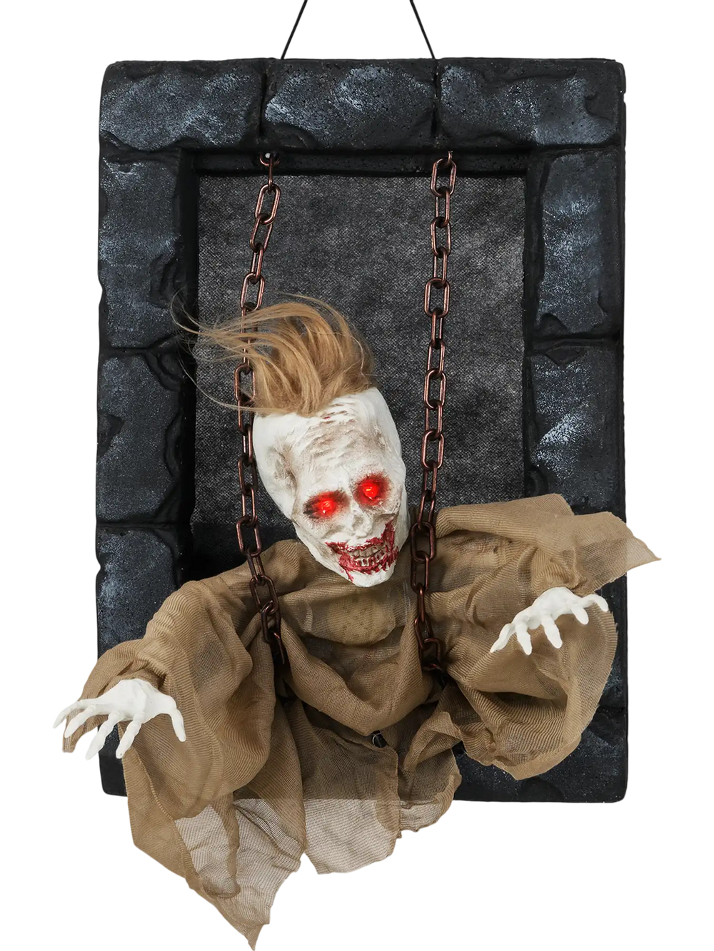 Halloween Hanging Animated Zombie Prisoner Decoration Sound-Activated