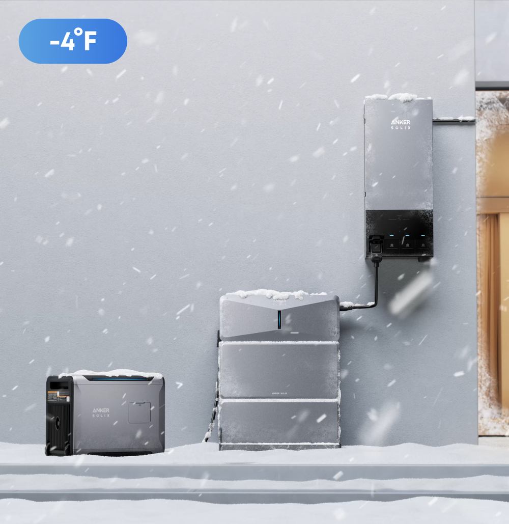 Anker SOLIX E10 installed outdoors in cold weather (-4°F)