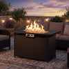 Front view of the 44.5-inch propane fire pit table with a sleek design, perfect for patio and backyard warmth.