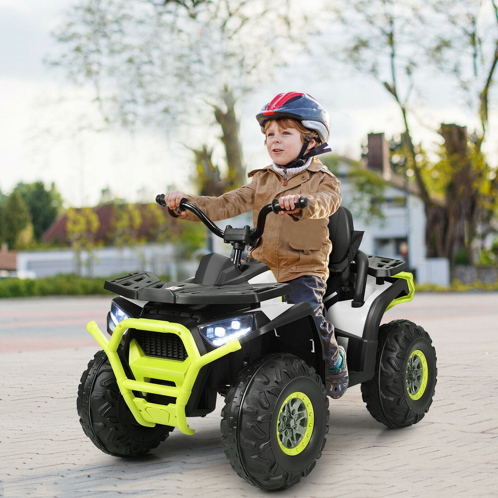 12 V Kids Electric 4-Wheeler ATV Quad with MP3 and LED Lights-White - Gallery View 1 of 12