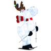 Animated 44" Christmas reindeer decoration with LED lights, skiing pose, perfect for outdoor holiday displays.