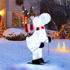 44" animated Christmas reindeer decoration with skiing pose, pre-lit with 98 cool white LEDs, perfect for outdoor.