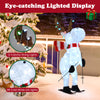 Animated 44" Christmas reindeer decoration with 98 cool white LEDs and colorful antler lights, ideal for outdoor.