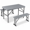 44" HDPE Folding Picnic Table Set with 2 Benches-Gray - Gallery View 1 of 1