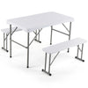 44" HDPE Folding Picnic Table Set with 2 Benches-White - Gallery View 1 of 1