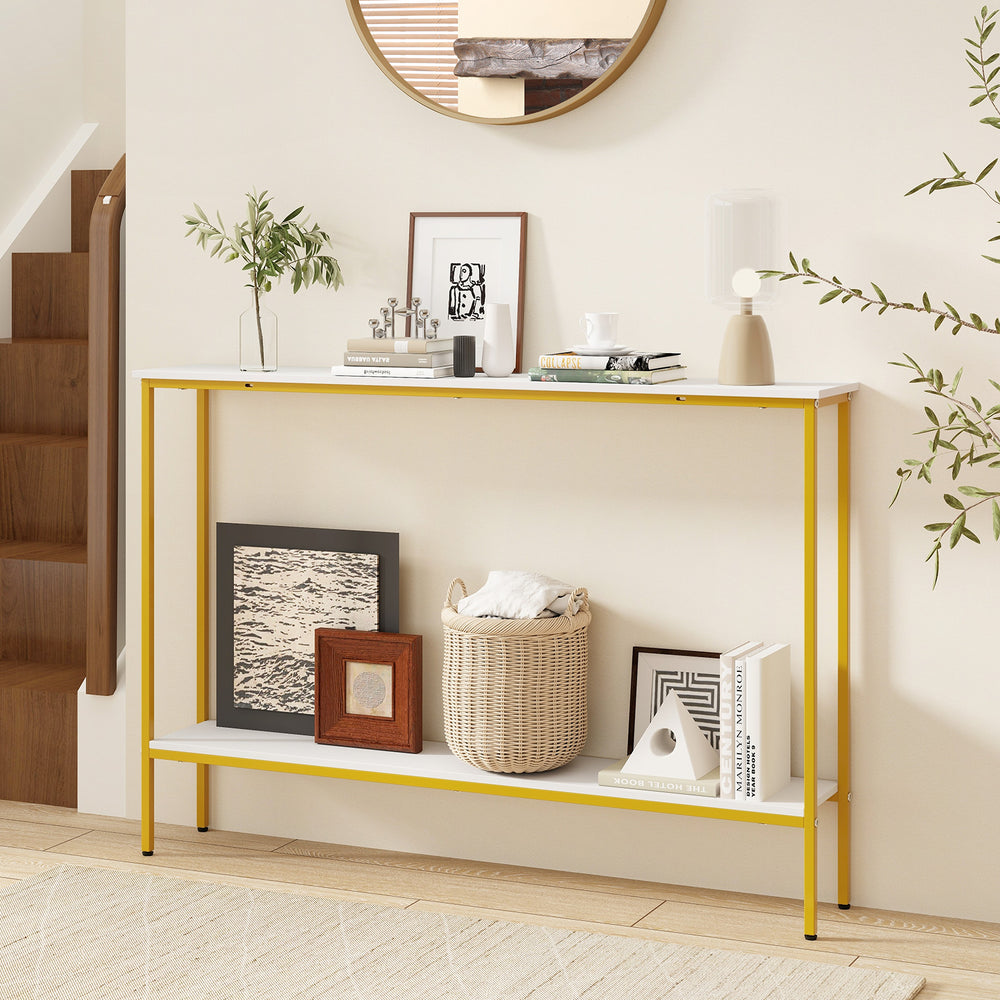 44 Inch Console Table with Shelf with Dual Anti-Tipping Kits-White - Gallery View 1 of 9