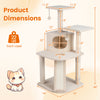 44-inch tall kitten tower in beige with condo, two plush perches, and sisal-wrapped scratching posts for active play.