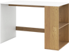 44-inch wooden computer desk in white and natural with a 2-tier bookshelf, ideal for small spaces and organization.