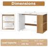 44-inch wooden computer desk with a 2-tier bookshelf, featuring a white and natural finish, ideal for small spaces.