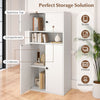 44-inch tall bookshelf with doors, featuring 2 cabinets, adjustable shelf, and smooth surface for easy maintenance.