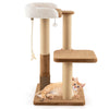 Modern 44-inch cat tree with plush padded perch, scratching posts, and dangling ball for indoor cats' play and rest.