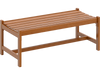 Solid hardwood 44" patio bench with teak oil finish, slatted seat design for airflow, perfect for outdoor dining.