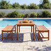 Solid hardwood 44" patio bench with teak oil finish, slatted design for airflow, perfect for outdoor dining.