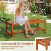 44-inch solid hardwood patio bench with teak oil finish, featuring a curved seat design for ergonomic comfort in.