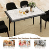 Sintered stone dining table with golden metal frame, suitable for indoor gatherings and stylish dining experiences.
