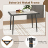 Rectangular sintered stone dining table with golden metal frame, ideal for indoor dining and gatherings for four.