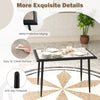 Sintered stone dining table with metal frame, featuring easy-to-clean surface and anti-slip footpads for stability.