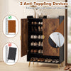 44" tall rustic brown shoe storage cabinet with 7-tier doors, adjustable shelves, and anti-tip devices for safety.
