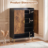 44" tall shoe storage cabinet in rustic brown with 7-tier doors and adjustable shelves for entryway organization.