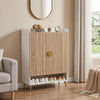 44" Tall Shoe Storage Cabinet with 7-Tier Doors and Adjustable Shelves for Entryway-Natural - Gallery View 1 of 9