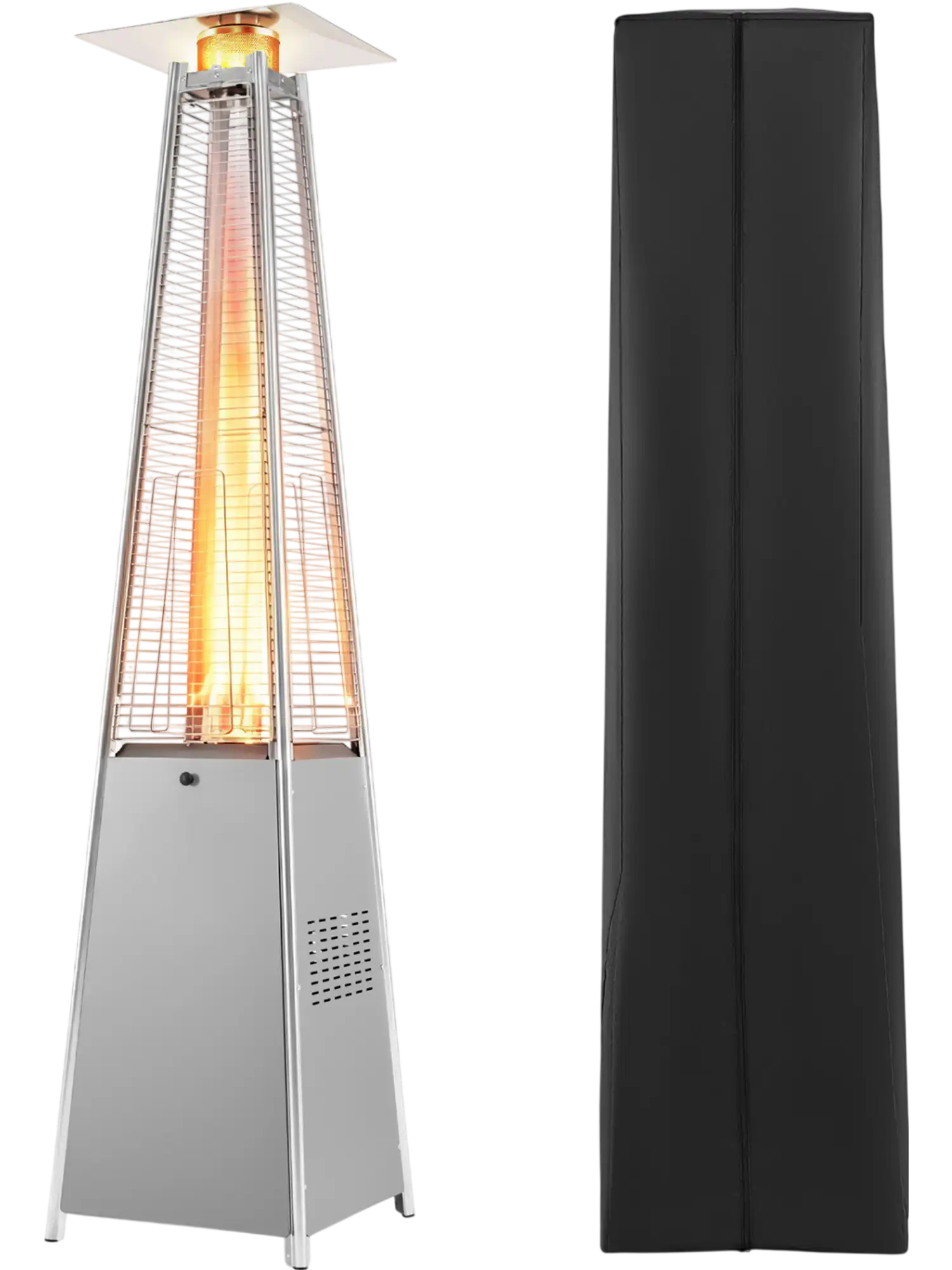 Costway 45000 BTU Pyramid Patio Heater w/ Cover & Wheels 90917243 New