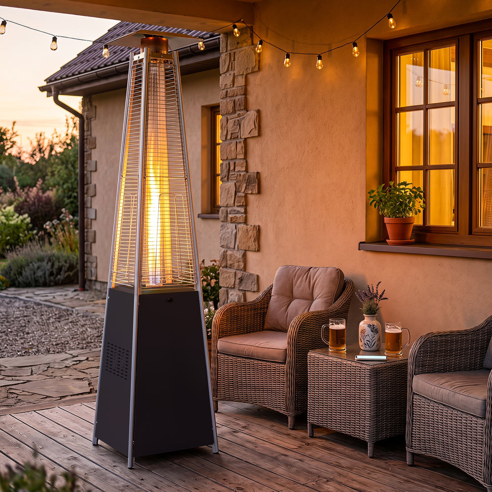 45000 BTU Pyramid Patio Heater with Zippered Cover Triple Safety Protection and wheels-Silver - Gallery View 1 of 10