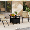 Outdoor side table with 1.89" umbrella hole, sturdy black zinc-iron alloy, perfect for patio, garden, or poolside use.